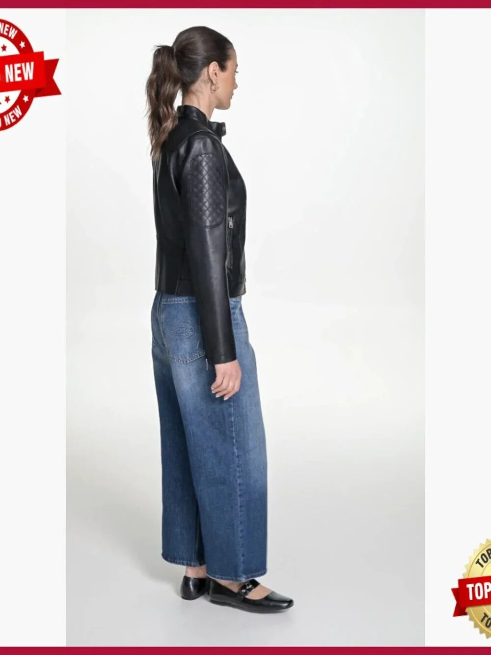 Faux Leather Motocross Racer Jacket, Standard and Plus Sizes